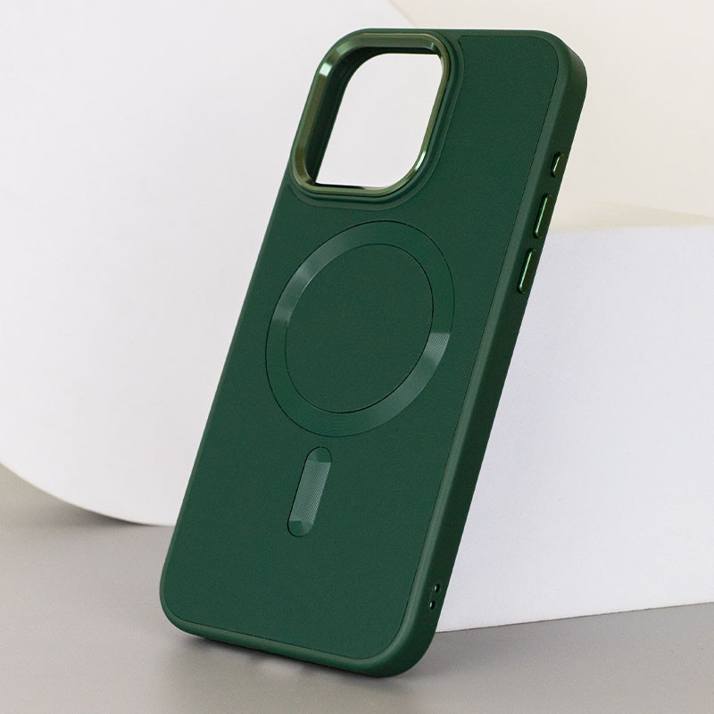 Фото Шкіряний чохол Bonbon Leather Metal Style with Magnetic Safe на Apple iPhone 14 Pro Max (6.7") (Зелений / Pine green) в маназині vchehle.ua