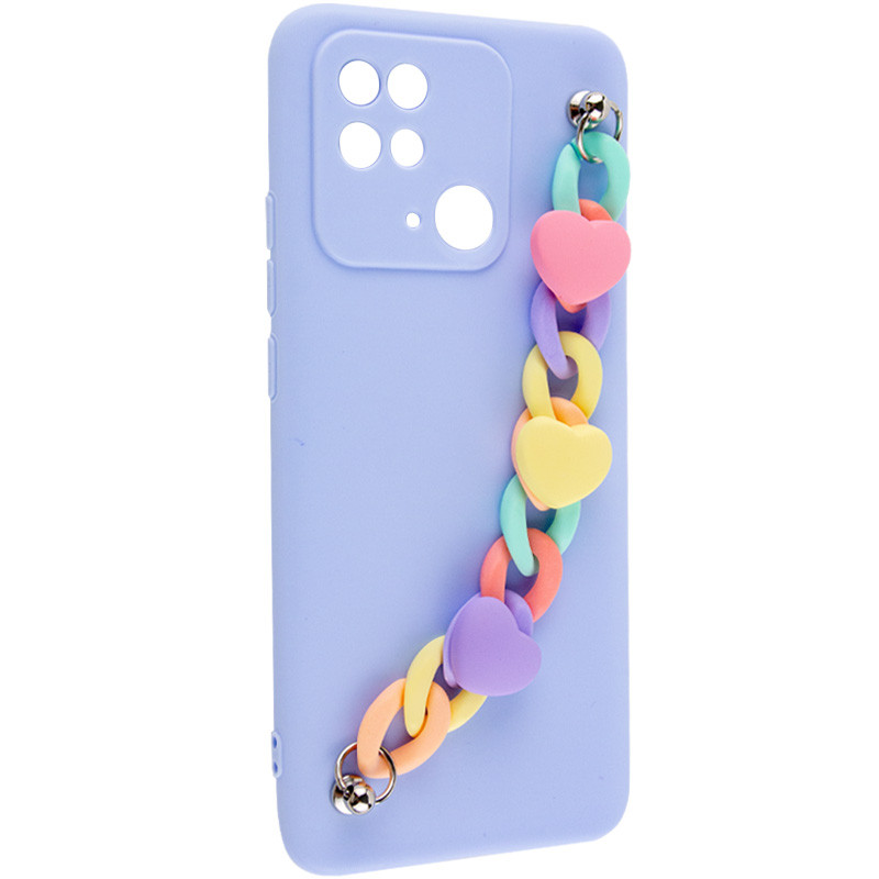 Фото Чехол Chained Heart c подвесной цепочкой для Xiaomi Redmi 10C (Lilac Blue) на vchehle.ua