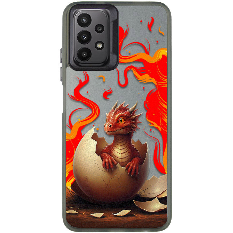 TPU+PC чехол TakiTaki Fantasy magic glow для Samsung Galaxy A13 4G (Fire dragon - Black)