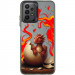 TPU+PC чехол TakiTaki Fantasy magic glow для Samsung Galaxy A13 4G (Fire dragon - Black)