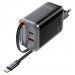 Фото СЗУ Acefast A111 GaN With Retractable Cable Type-C PD67W (1USB-A/1C) (Black) в магазине vchehle.ua