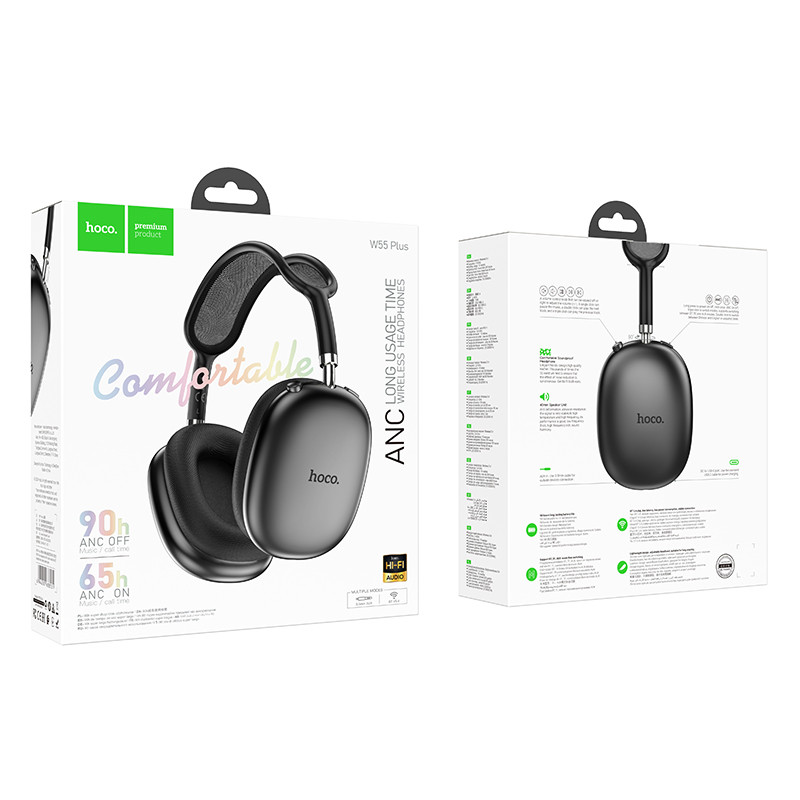 Накладні бездротові навушники Hoco W55 Plus Happiness ANC noise reduction (Deep space gray) в магазині vchehle.ua