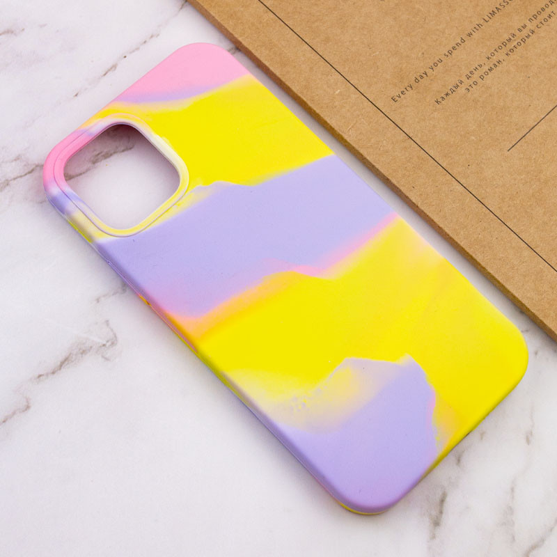 Чохол Silicone case full Aquarelle на Apple iPhone 13 Pro (6.1") (Сиренево-желтый) в магазині vchehle.ua