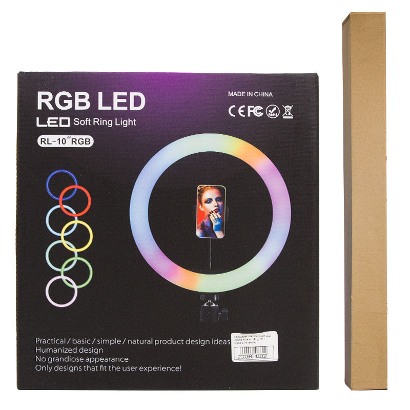 Заказать Кольцевая светодиодная LED лампа RGB Arc Ring 10" + tripod 2.1m (Black) на vchehle.ua