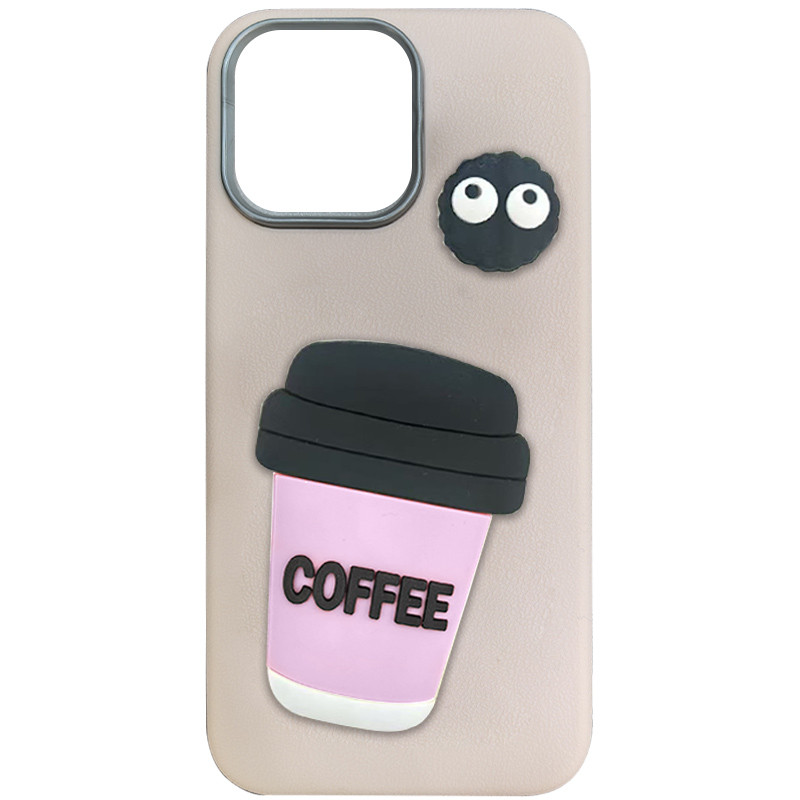 Чехол TPU Leather Toys для Apple iPhone 13 / 14 (6.1") (Coffee / Pink)