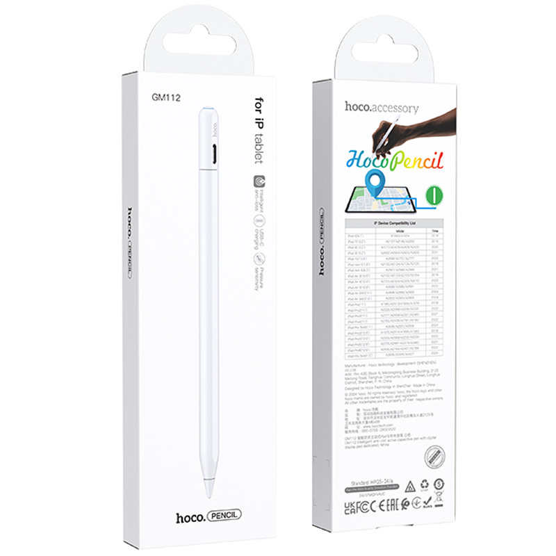 Заказать Стилус Hoco GM112 Intelligent anti-lost active capacitive pen with digital display for iP (White) на vchehle.ua