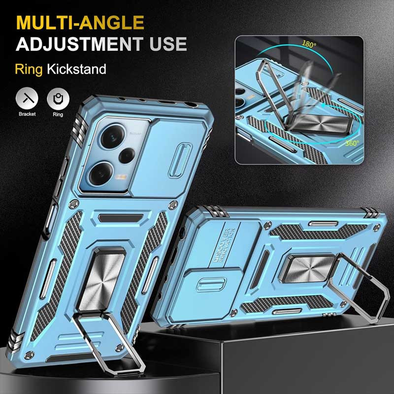 Фото Удароміцний чохол Camshield Army Ring на Xiaomi Redmi 12 / Poco M6 Pro 5G (Блакитний / Light Blue) в маназині vchehle.ua