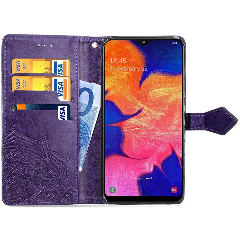Кожаный чехол-книжка Art Case с визитницей для Samsung Galaxy A10 (A105F) (Фиолетовый) в магазине vchehle.ua