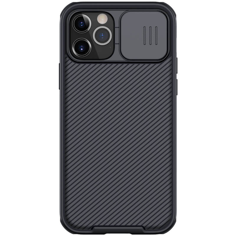 Карбоновая накладка Nillkin Camshield (шторка на камеру) для Apple iPhone 12 Pro / 12 (6.1") (Черный / Black)