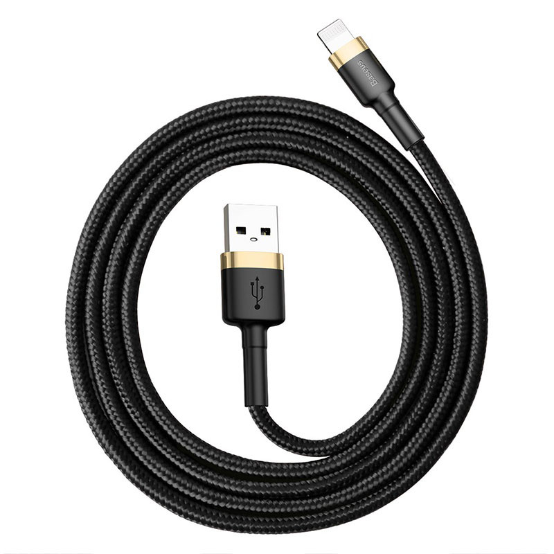 Фото Дата кабель Baseus Cafule Lightning Cable 2.4A (1m) (CALKLF-B) (Золотой / Черный) на vchehle.ua