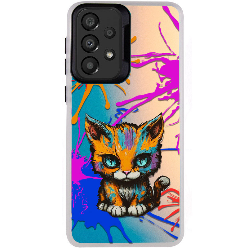 TPU+PC чохол TakiTaki Graffiti magic glow на Samsung Galaxy A53 5G (Dark cat / Pink / Purple)