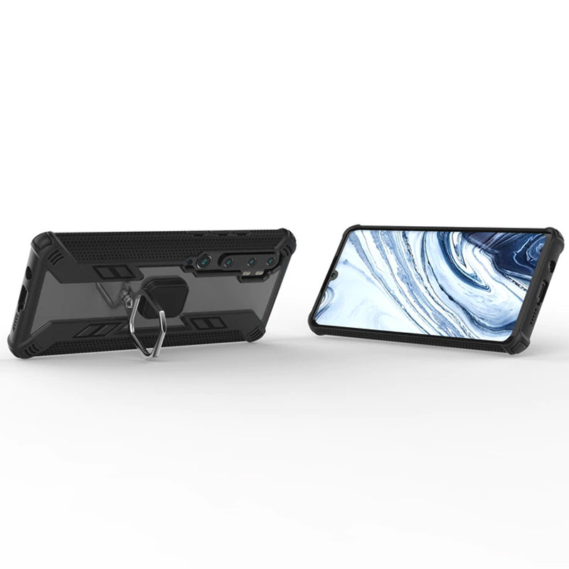 Купить Ударопрочный чехол Combo Ring for Magnet для Xiaomi Mi Note 10 / Note 10 Pro/Mi CC9 Pro (Черный) на vchehle.ua