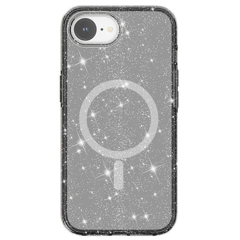 Чехол TPU Galaxy Sparkle (MagFit) для Apple iPhone 16e (6.1") (Black+Glitter)