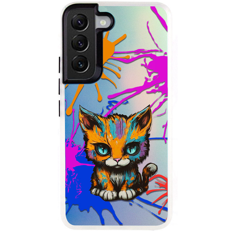 TPU+PC чохол TakiTaki Graffiti magic glow на Samsung Galaxy S22+ (Dark cat / Pink / Purple)