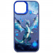 TPU+PC чехол TakiTaki Fantasy magic glow для Apple iPhone 13 / 14 (6.1") (Ghost Dragon - Blue)