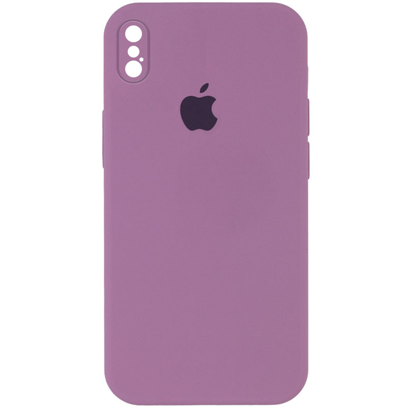 Чохол Silicone Case Square Full Camera Protective (AA) на Apple iPhone XS / X (5.8") (Ліловий / Lilac Pride)