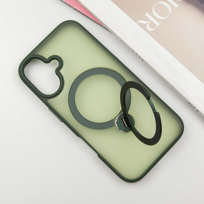 Фото TPU+PC чехол Metal Buttons with Magnetic Safe Colorful HQ Ring для Apple iPhone 16 (6.1") (Green) в магазине vchehle.ua