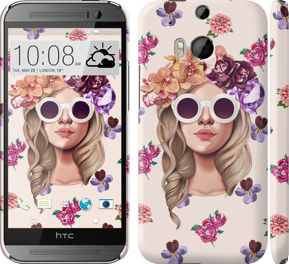 

Чехол Девушка с цветами v2 для HTC One M8 190214