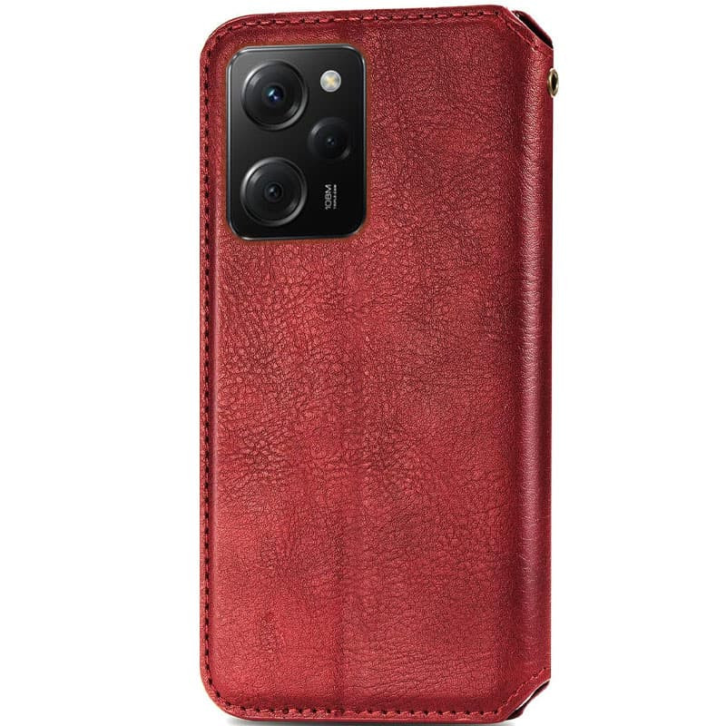 Фото Кожаный чехол книжка GETMAN Cubic (PU) для Xiaomi Poco X5 Pro (Красный) на vchehle.ua