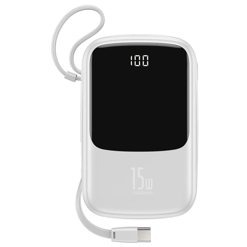 Уценка Портативное ЗУ Baseus Q pow Digital Display 3A 10000 mAh (Type-C) PPQD-B02I (Дефект упаковки / Белый)