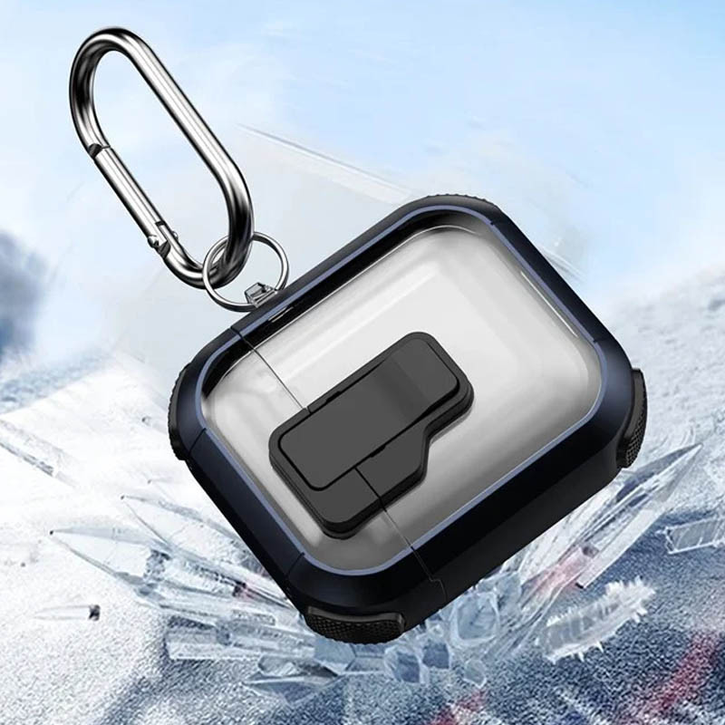 Футляр противоударный Locking Button для наушников Airpods 1/2 (Blue) в магазине vchehle.ua
