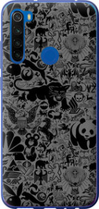 Чохол Чорно-сірий стікер бомбинг на Xiaomi Redmi Note 8T