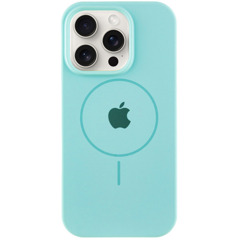 Чохол Silicone Case Full Protective (AA) with Magnetic Safe на Apple iPhone 16 Pro (6.3") (Бірюзовий / Light Turquoise)