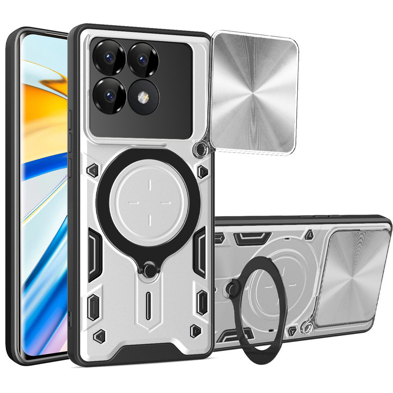 Ударопрочный чехол Bracket case with Magnetic для Xiaomi 14T (Silver)