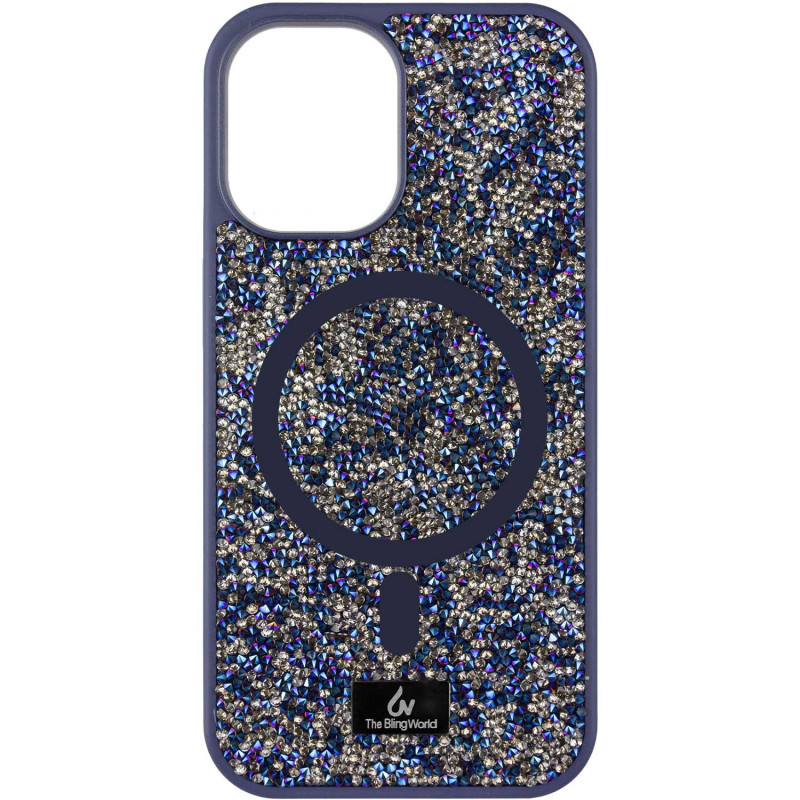 TPU чехол Bling World Rock Diamond with Magnetic Safe для Apple iPhone 15 (6.1") (Navy Blue)