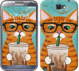 Чохол Зеленоокий кіт в окулярах на Samsung Galaxy Note 2 N7100