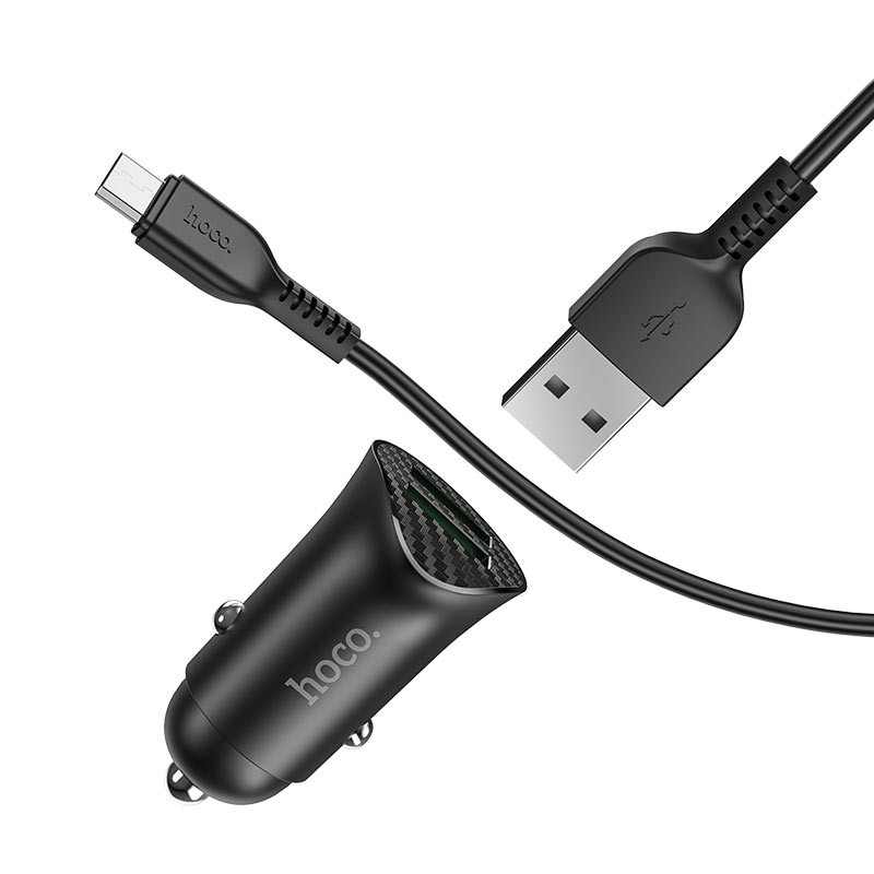Купить Уценка АЗУ Hoco Z39 Farsighted QC3.0 18W (2USB-A) + кабель USB to MicroUSB (Поврежденная упаковка / Черный) на vchehle.ua