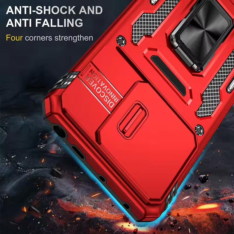 Фото Ударопрочный чехол Camshield Army Ring для Xiaomi Poco X6 / Note 13 Pro 5G (Красный / Red) на vchehle.ua