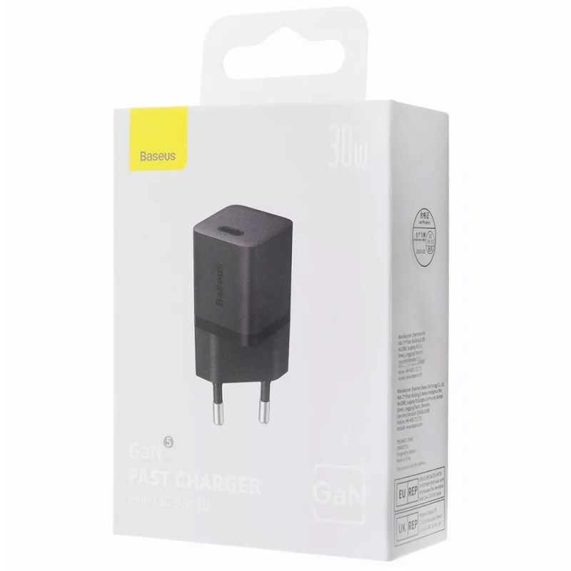 Фото МЗП Baseus GaN5 Fast Charger (mini) PD30W (1USB-C) (CCGN070) (Black) на vchehle.ua