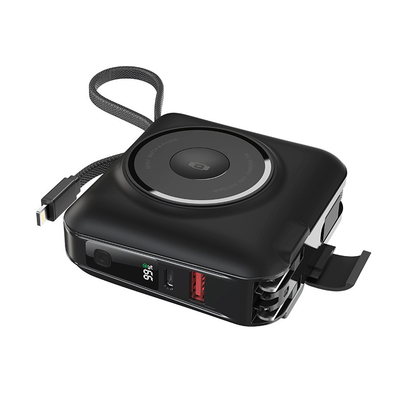 Фото Портативний ЗП Power Bank WIWU Wi-P051 6 in 1 PD45W з БЗП+iWatch 15000 mAh (Black) на vchehle.ua