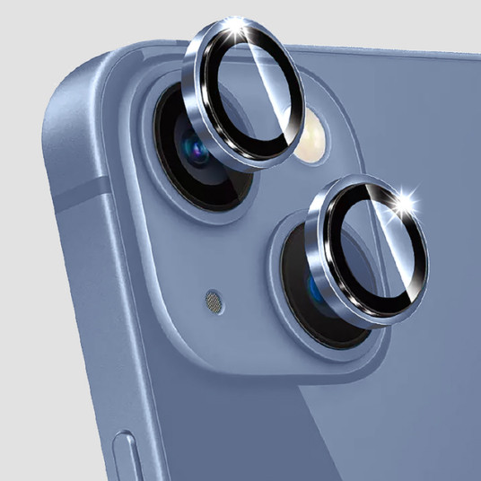 Фото Захисне скло Metal Classic на камеру (в упак.) на Apple iPhone 13 mini / 13 (Синій / Sea Blue) в маназині vchehle.ua