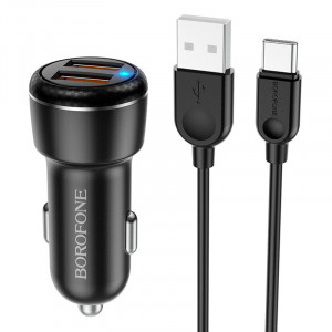 АЗП Borofone BZ17 QC3.0 (2USB/3A) + Type-C