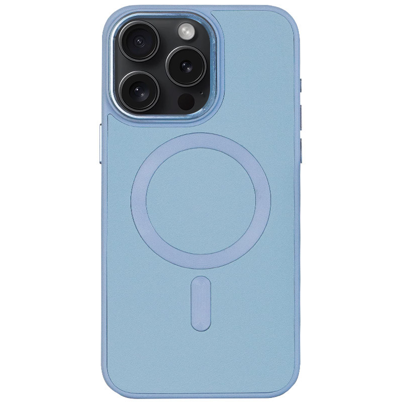 Шкіряний чохол Bonbon Leather Metal Style with Magnetic Safe на Apple iPhone 14 Pro (6.1") (Блакитний / Mist blue)