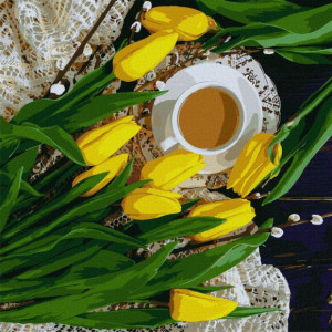 Картина за номерами "Весняний сніданок" ©katryn_elen Ідейка KHO2997 40х40 см (Різні кольори)