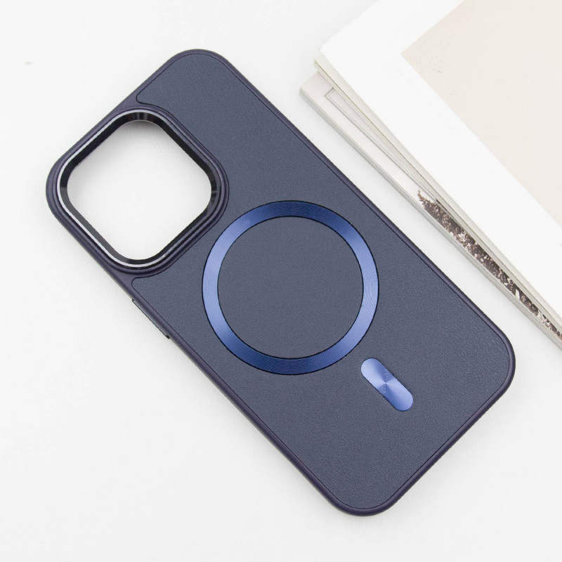 Фото Кожаный чехол SnapCase with Magnetic Safe для Apple iPhone 16 Pro Max (6.9") (Dark Blue) на vchehle.ua