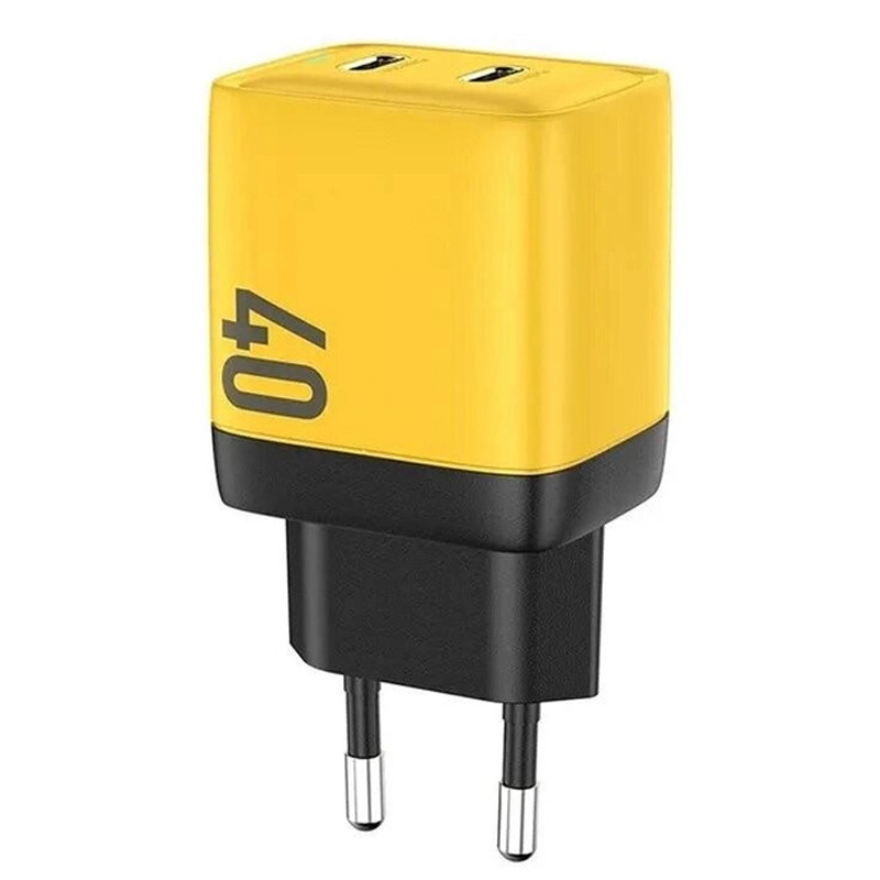 СЗУ Veron TC-35 Home Charger 40W GaN (2Type-C) (Black / Yellow)