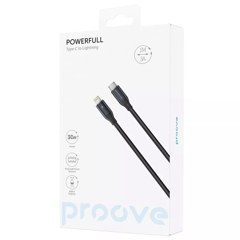 Фото Дата кабель Proove Powerfull Type-C to Lightning 30W (1m) (Black) на vchehle.ua