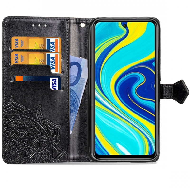 Фото Шкіряний чохол (книжка) Art Case з візитницею на Xiaomi Redmi Note 9s / Note 9 Pro / Note 9 Pro Max (Чорний) на vchehle.ua