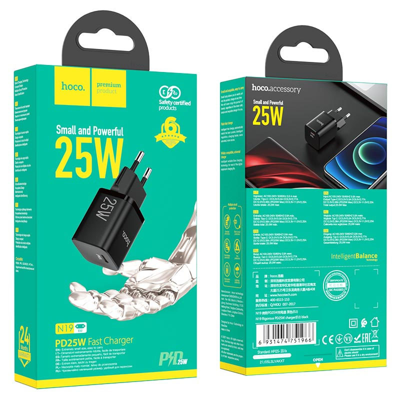 Фото СЗУ HOCO N19 Rigorous PD25W 1Type-C (Черный) в магазине vchehle.ua