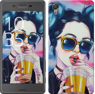 Чехол Арт-девушка в очках для Sony Xperia X F5122