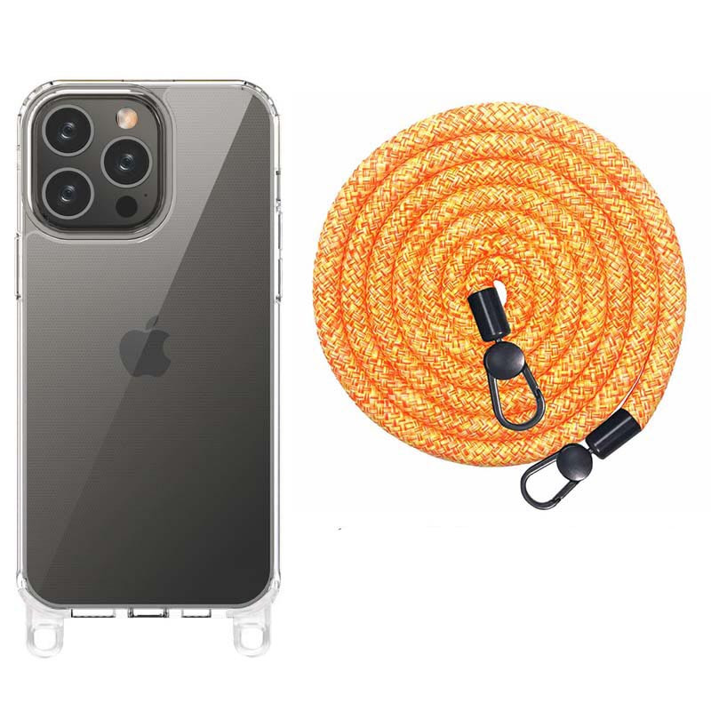 Чохол TPU Transparent with Straps на Apple iPhone 14 Pro (6.1") (Orange / White)