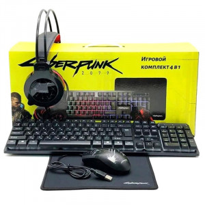 Игровой комплект CYBERPUNK CP-009 4in1 RGB (клавиатура + мышь + наушники + коврик)