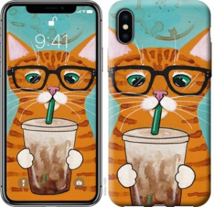 Чехол Зеленоглазый кот в очках для iPhone XS (5.8")