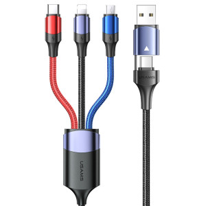 Дата кабель Usams US-SJ549 U71 USB + Type-C для Triple Head 3in1 (1.2m)
