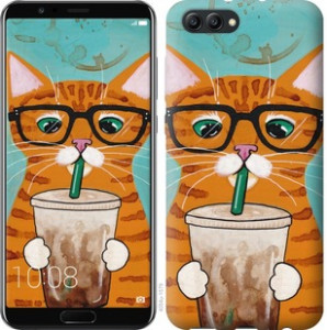 Чехол Зеленоглазый кот в очках для Huawei Honor V10 / View 10