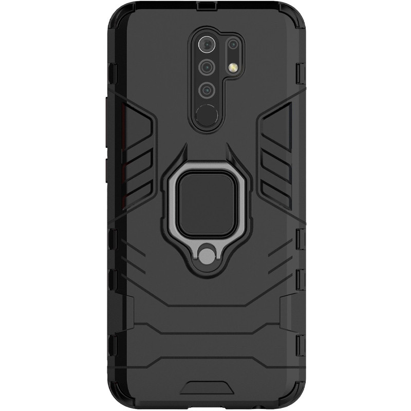 Ударопрочный чехол Transformer Ring for Magnet для Xiaomi Redmi 9 (Черный / Soul Black)